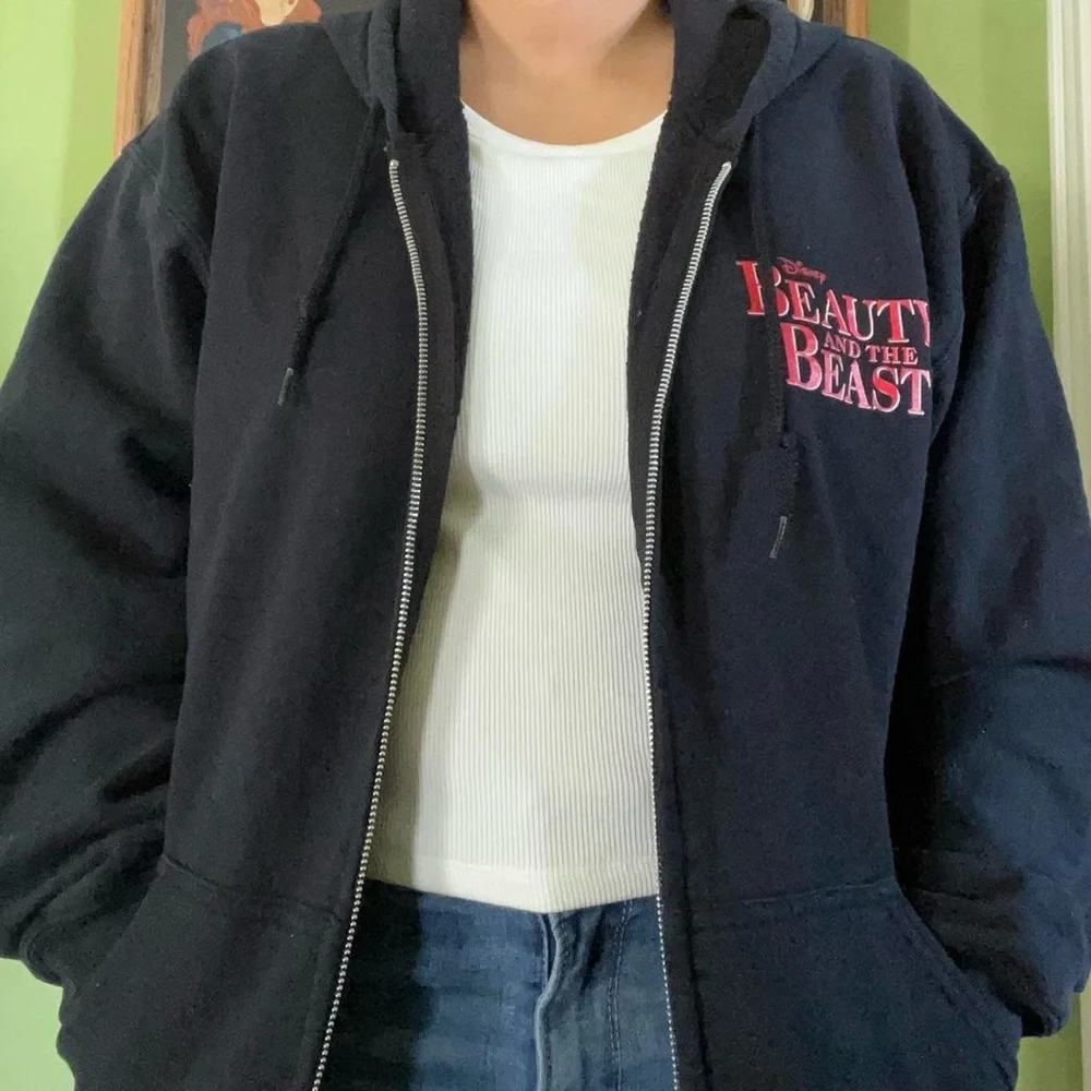 Vintage 90s Broadway musical Disney beauty and the beast tour zip up hoodie - Picture 2 of 8